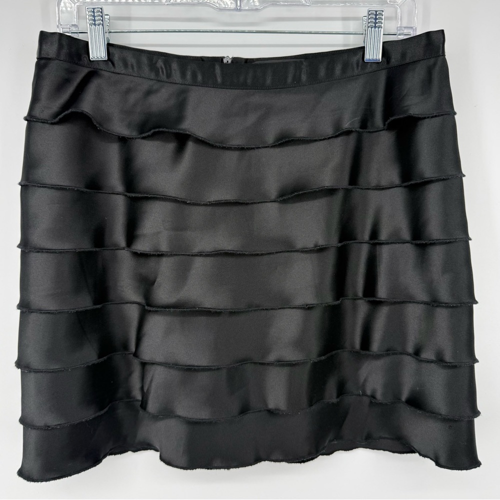 Express Black Satin Ruffle Mini Skirt Women’s Size 8
